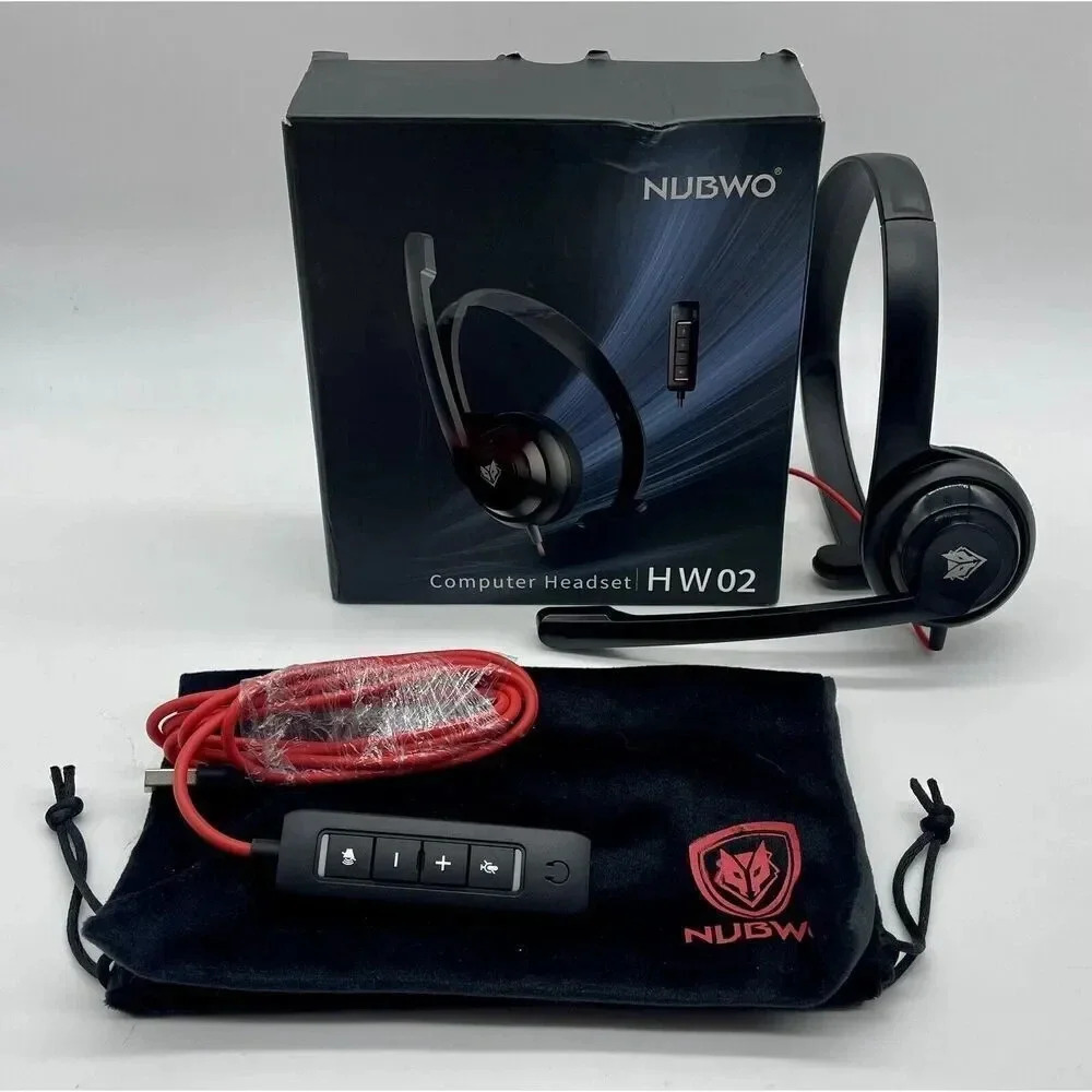 NUBWO‎ HW02 USB Headset With Microphone Noise Cancelling & In-Line Control W/Bag
